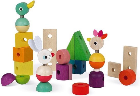 Janod Zigolos - Grote Meerkleurige Trein - 2-In-1 Speelfiguur: Trekfiguur En Stapelspeelgoed - Lengte Van Het Touwtje: 50 Cm - Geschikt Vanaf 1 Jaar van Janod — afbeelding 2
