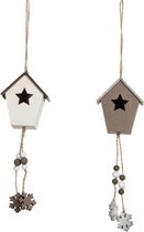 Decoratiehangers - Ornament Vogelkooi Wit Bruin 2 Keuzemogelijkheden - L6xb4xh29cm
