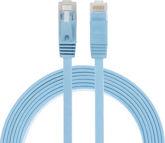 Supersnelle Platte Kabel Cat 6 RJ45 Platte Netwerkkabel - LAN Ethernet Kabel - Wifi Netwerk Verlengkabel - Verlengsnoer - 25 Meter Lang - 1000 Mbps - Blauw - AA Commerce