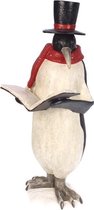 Pinguin beeld met boek rode sjaal 17x19x46cm | Meander