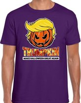 Halloween Trumpkin make Halloween great again verkleed t-shirt paars voor heren - horror pompoen shirt / kleding / kostuum M
