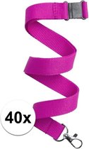 40x Fuchsia roze keycord/lanyard met karabijnhaak sleutelhanger 50 cm - Polyester keycords/sleutelkoord