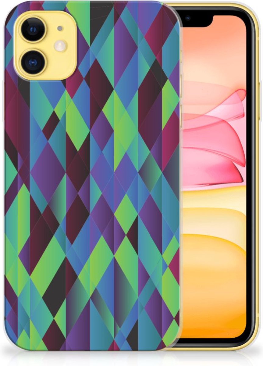 Apple iPhone 11 TPU Hoesje Abstract Green Blue