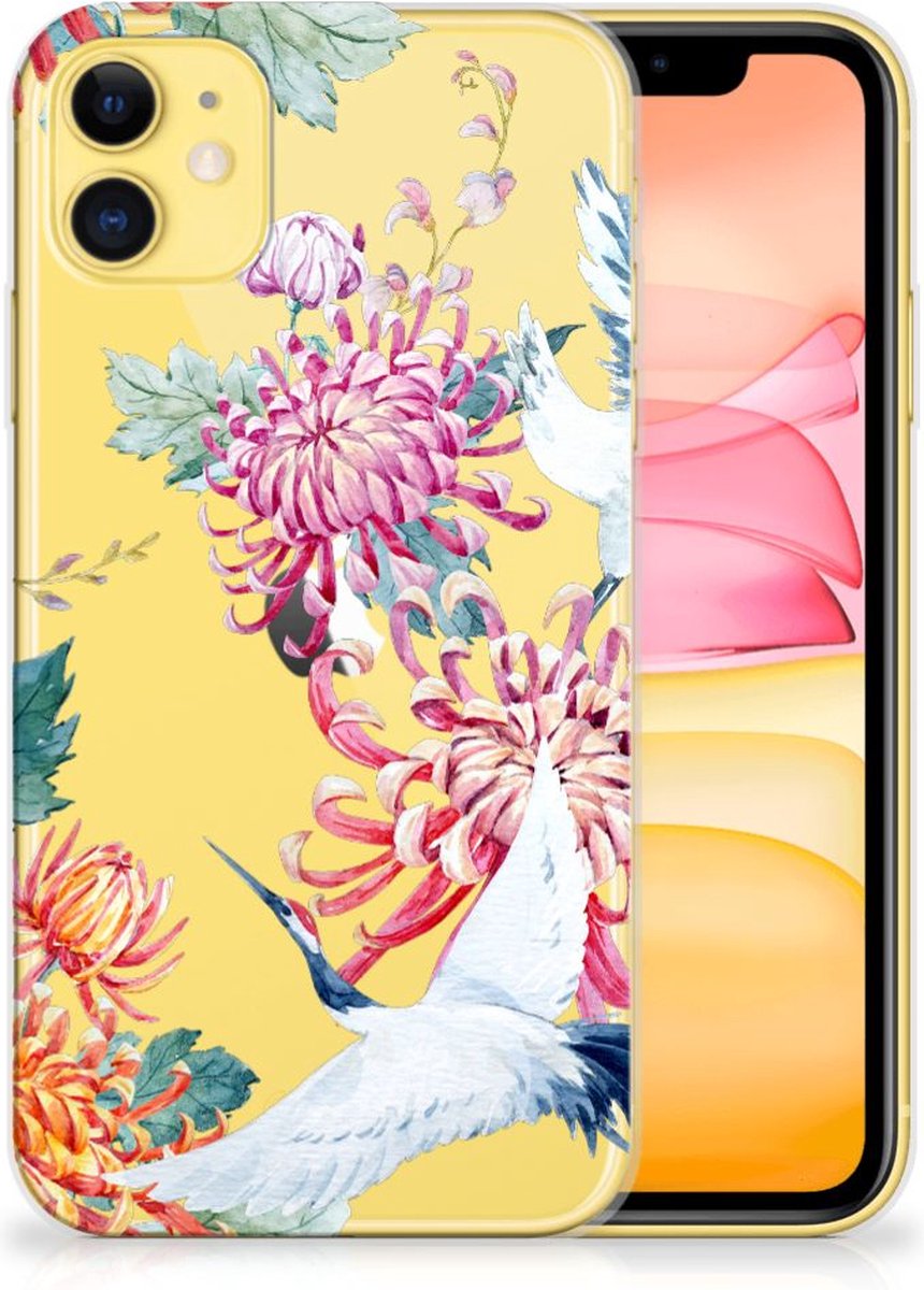 Apple iPhone 11 TPU Hoesje Bird Flowers