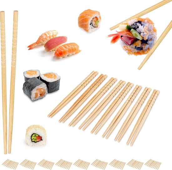 Bamboe eetstokjes 26,5 cm 10 x 10 Sets - Asian Food Lovers