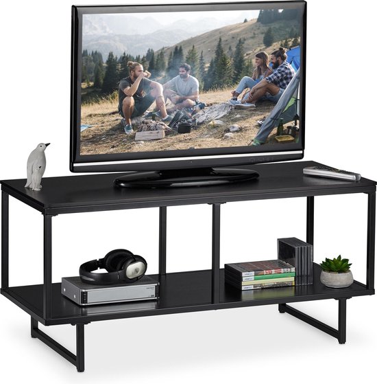 vuurwerk Uit ga sightseeing Relaxdays tv meubel zwart - televisietafel - 2 vakken - modern design - tv  tafel | bol.com