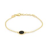Twice As Nice Armband in goudkleurig edelstaal, zwart rondje  16 cm+3 cm