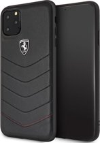 iPhone 11 Pro Max Backcase hoesje - Ferrari - Effen Zwart - Leer