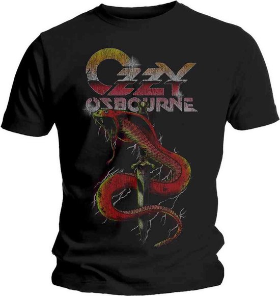 Ozzy Osbourne - Vintage Snake Heren T-shirt - M - Zwart