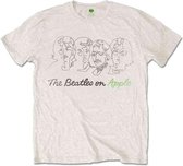 The Beatles - Outline Faces on Apple Heren T-shirt - L - Creme