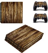 Wood V5 - 1 console skin en 2 controller stickers - geschikt voor de PS4 PRO