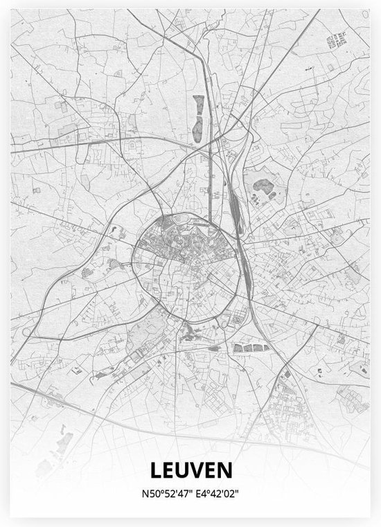 Carte de Louvain - Affiche A4 - Style de dessin