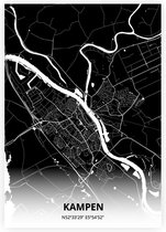 Kampen plattegrond - A2 poster - Zwarte stijl