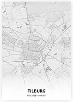 Tilburg plattegrond - A2 poster - Tekening stijl