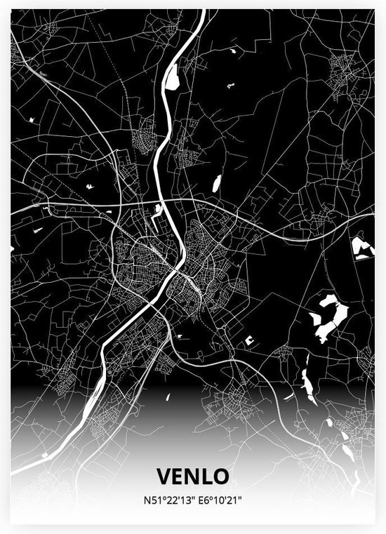 Venlo plattegrond - A2 poster - Zwarte stijl