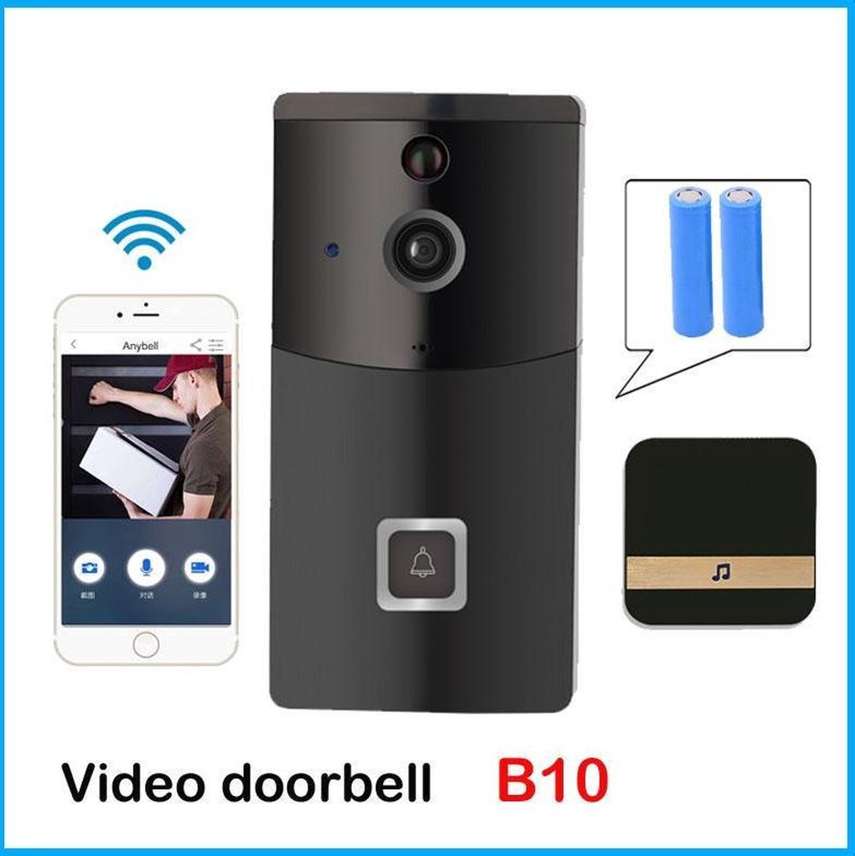 Deurbel Anytek B10 Smart WiFi Security DoorBell met visuele opname Laag stroomverbruik Remote Home Monitoring IP Video Deurtelefoon