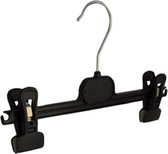 De Kledinghanger Gigant - 40 x Rok / broekhanger kunststof zwart met anti-slip knijpers, 30 cm