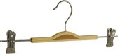 De Kledinghanger Gigant - 25 x Rok / broekhanger berkenhout naturel gelakt met anti-slip knijpers, 36 cm