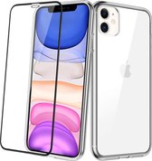 iPhone 11 Pro Max Hoesje Transparant  TPU Siliconen Soft Case + 1 Full Tempered Glass Screenprotector