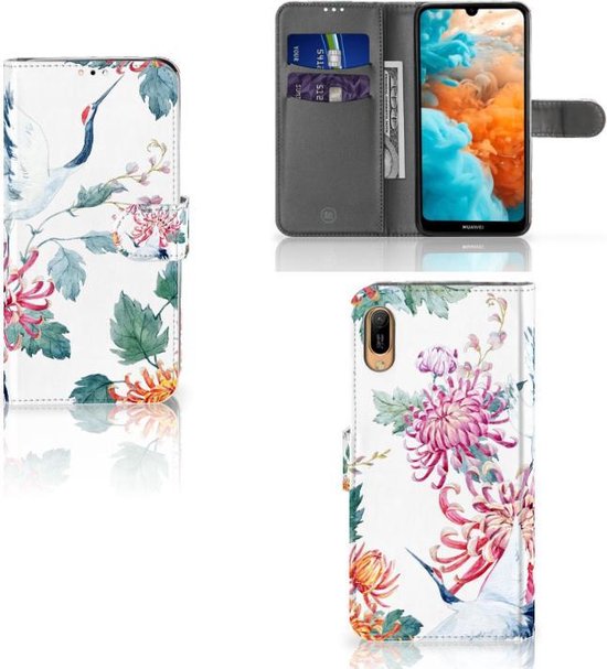 Portefeuille Huawei Y6 (2019) Housse pour Fleurs Oiseau
