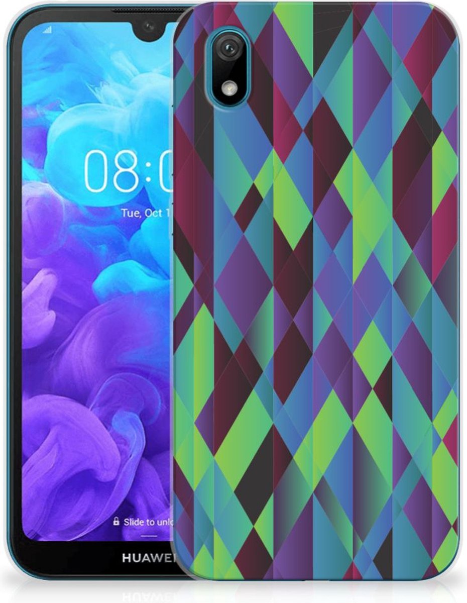 Huawei Y5 (2019) TPU Hoesje Abstract Green Blue