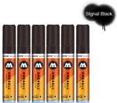Molotow 327HS Signal Black - Zwarte acryl marker - Chisel tip 4-8mm - Kleur zwart - 6 stuks