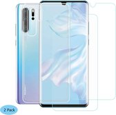 Huawei P30 Pro Hoesje Transparant  TPU Siliconen Soft Case + 2X Tempered Glass Screenprotector