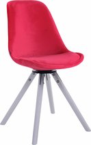 Clp Troyes Eetkamerstoel - Rond frame - Fluweel - Rood - Kleur onderstel : wit (eik)