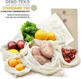 Set van 6 fruit- en groentetassen, 100% katoen, pesticidevrij, Ökotex-standaard 100, LFGB goedgekeurd, SGS certificaat nr. TC6176, met gewichtsindicator