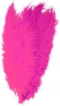 2x Grote veren/struisvogelveren fuchsia roze 50 cm - Carnaval feestartikelen - Sierveren/decoratie veren - Charleston veren