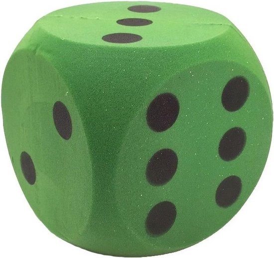 Grote foam dobbelsteen groen 16 x 16 cm - Dobbelspel Speelgoed bol.com