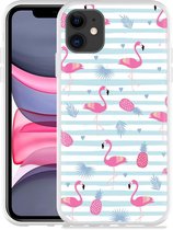 Geschikt voor Apple iPhone 11 Hoesje Flamingo Ananas - Designed by Cazy