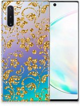 Back Case Geschikt voor Samsung Note 10 TPU Siliconen Hoesje Gouden Bloemen