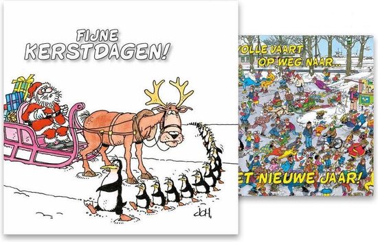 Kaarten - Kerst - Jan van Haasteren - Pinguin oversteek/Volle vaart - 10st.
