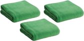 3x Fleece dekens/plaids/kleedjes groen 120 x 150 cm - Bank/woonkamer dekentjes