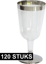 Luxe wijnglazen - Zilver/transparant - Kunststof - 180 ml - Wegwerp - 120 stuks
