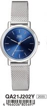 Q&Q Horloge - Blauw (kleur kast) - Zilverkleurig bandje - 30 mm