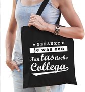 Cadeau tas zwart katoen met de tekst Fantastische collega - kadotasje / shopper voor collega dames