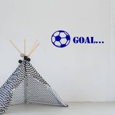 Muursticker Goal Met Bal -  Donkerblauw -  80 x 27 cm  -  baby en kinderkamer  alle - Muursticker4Sale