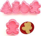 Koekjesvorm uitstekerset - 4-delig - Roze