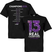 Real Madrid 13 Times Champions League Winners T-Shirt - Zwart - XXXL