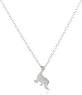 24/7 Jewelry Collection Dinosaurus Ketting - Geborsteld - Zilverkleurig
