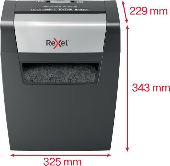 Rexel Momentum X308 Papierversnipperaar - P3 Cross Cut Snippers - Tot 8 Vel - 15L - Zwart