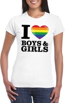 I love boys & girls regenboog t-shirt wit dames L