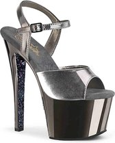 Pleaser Sandaal met enkelband, Paaldans schoenen -36 Shoes- SKY-309TTG Paaldans schoenen Zilverkleurig