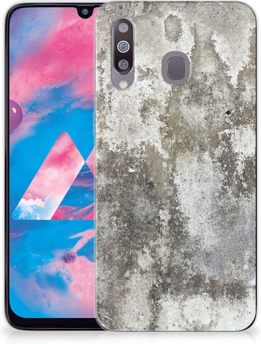 Samsung Galaxy M30 TPU Siliconen Hoesje Beton Print