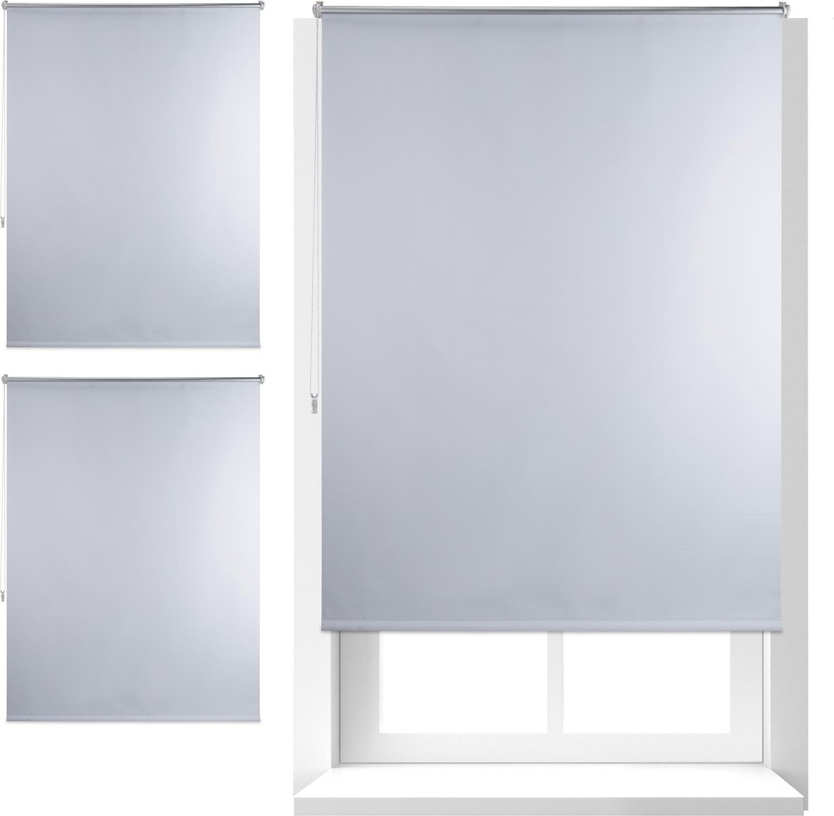 Relaxdays 3 x thermo rolgordijn wit - isolerend - zonder boren - verduisterend - 120x160cm