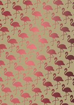 Bedrukt kraft cadeaupapier: Flamingo Roze K401695/2- Breedte 40 cm - m lang - Breedte 40  cm - K401695/2-40