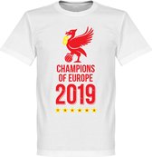 Liverpool Champions Of Europe 2019 T-Shirt - Wit - XS