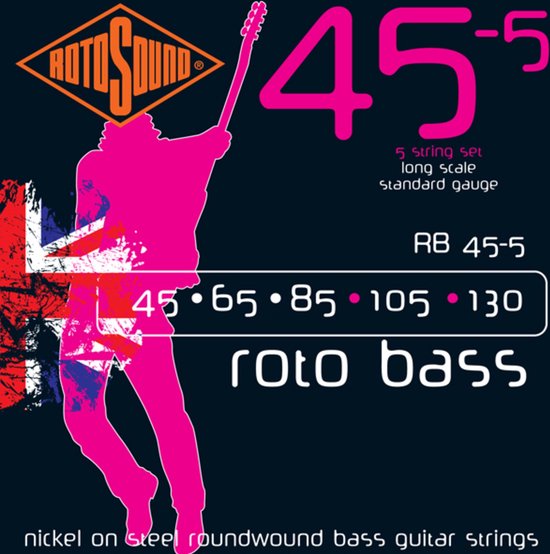 cordes basses RB455 5er 45-130 roto bass, nickel sur acier